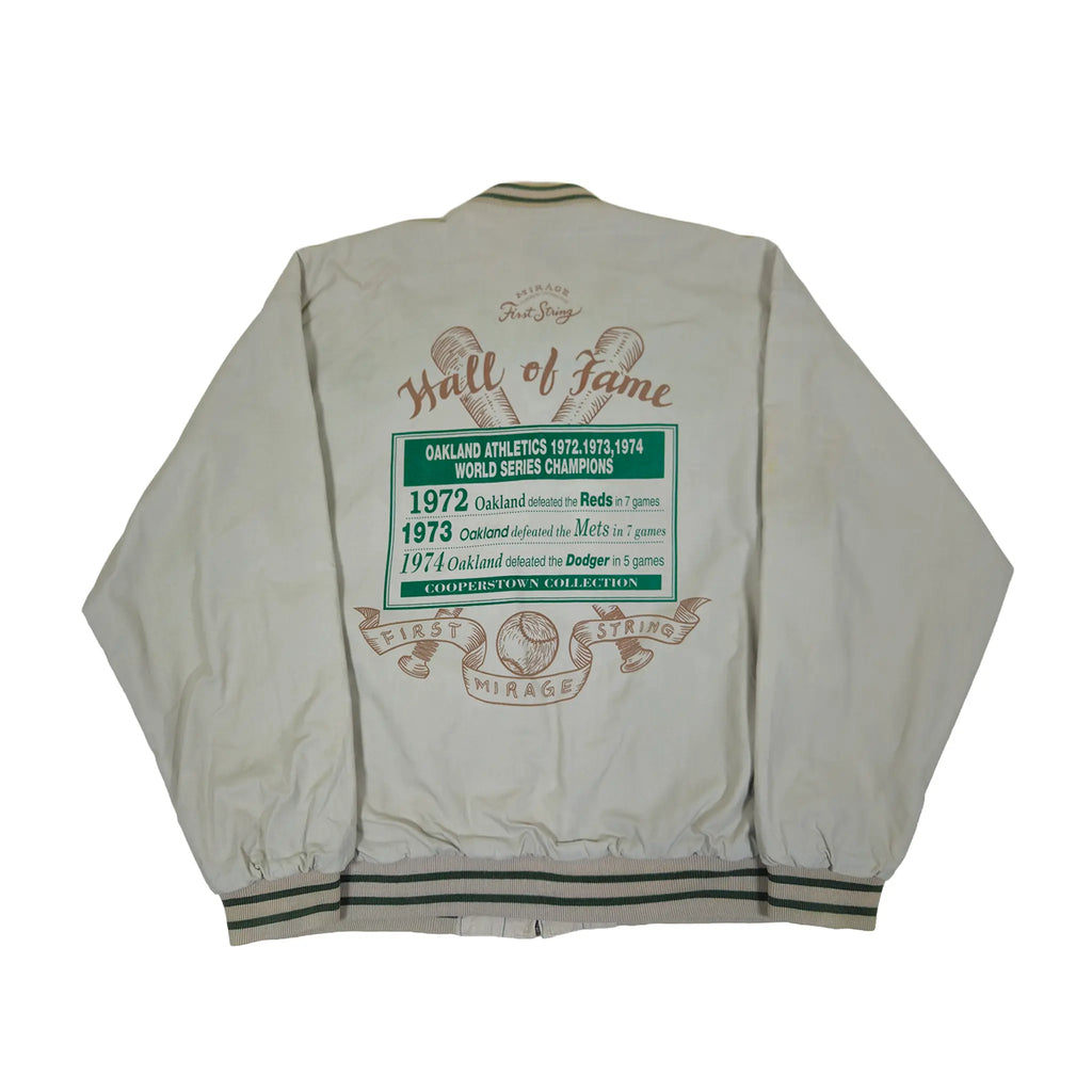 Vintage 90s Mirage "First String" Oakland A's Reversible World Series Bomber Jacket