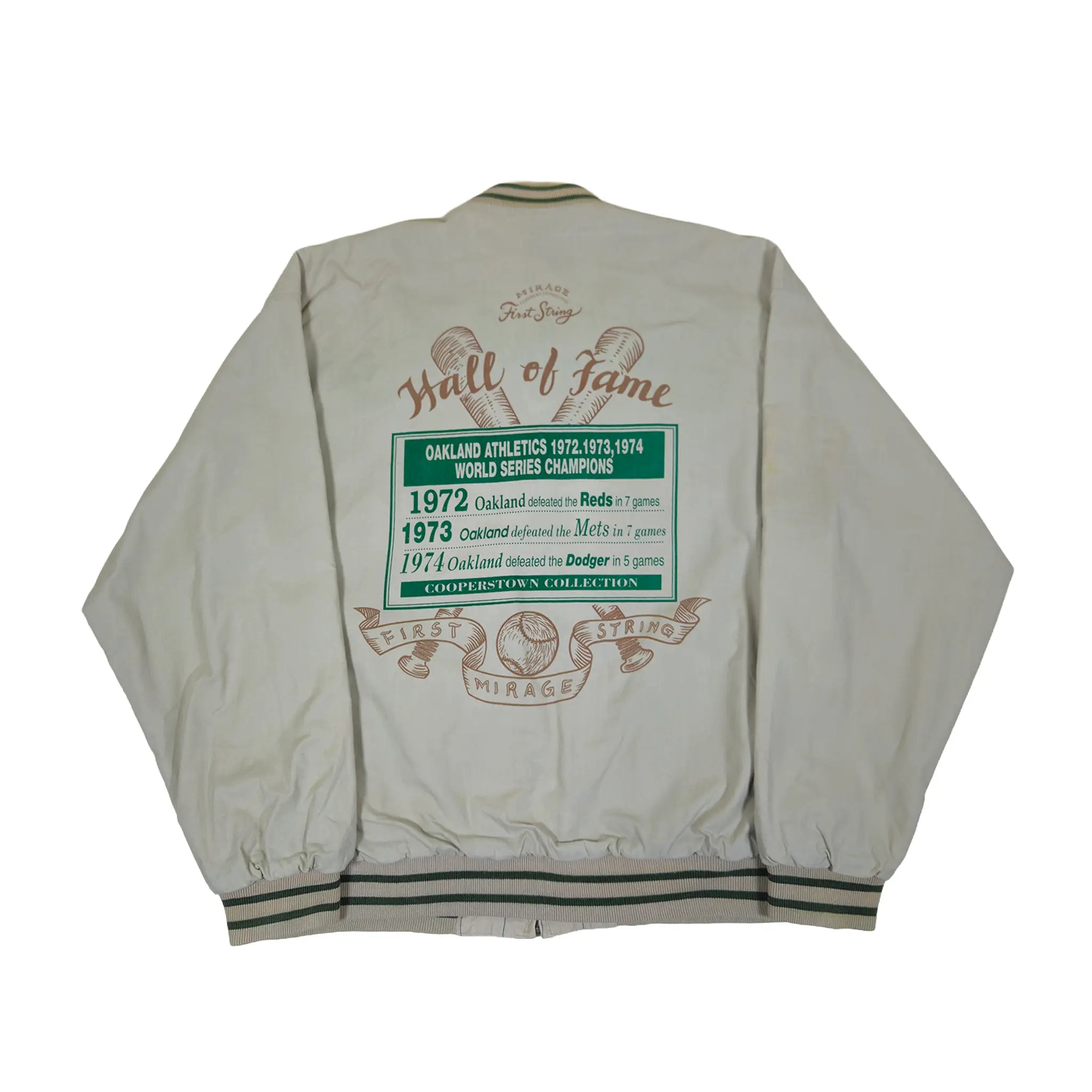Vintage 90s Mirage "First String" Oakland A's Reversible World Series Bomber Jacket