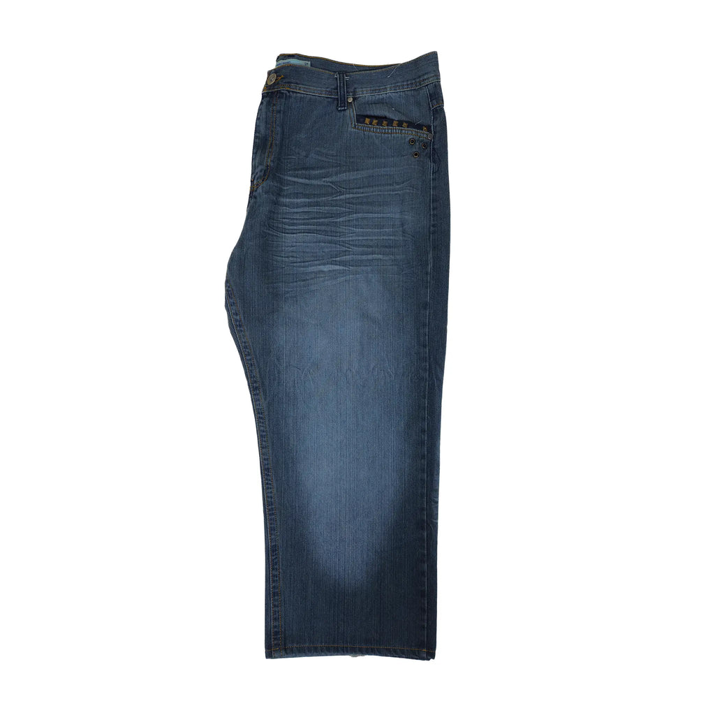 Vintage Y2K Chams Jeans Co. Heavily Studded & Embroidered Plus-Size Cropped Baggy Jeans