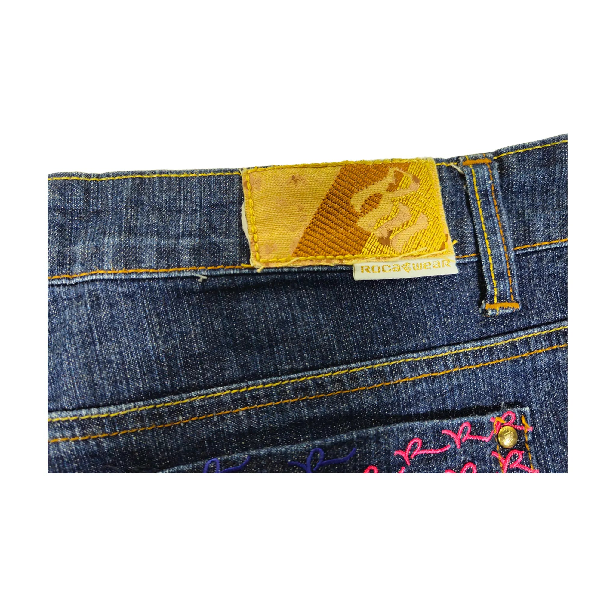 Vintage Y2K Rocawear Rainbow Monogram Embroidered Plus-Size Jeans