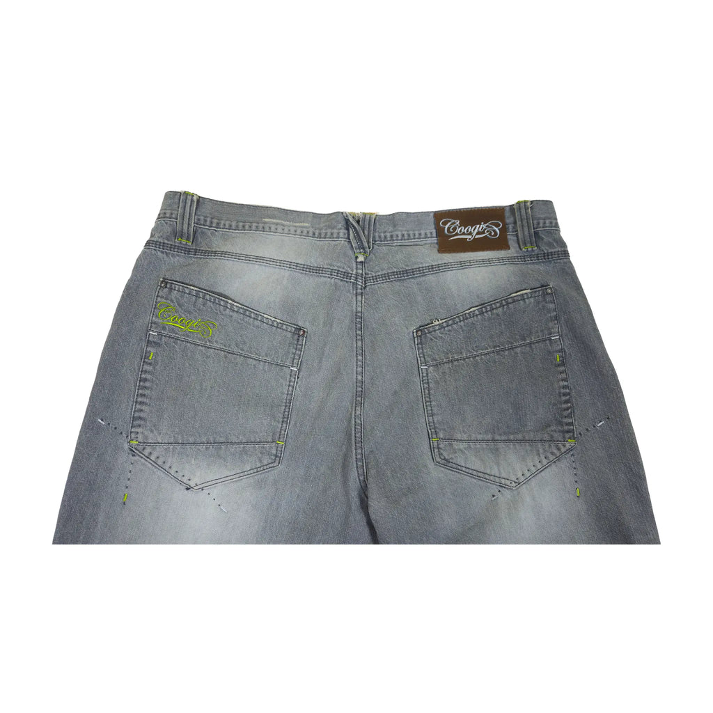 Vintage Y2K Coogi Contrast-Stitch Faded Grey Baggy Jeans
