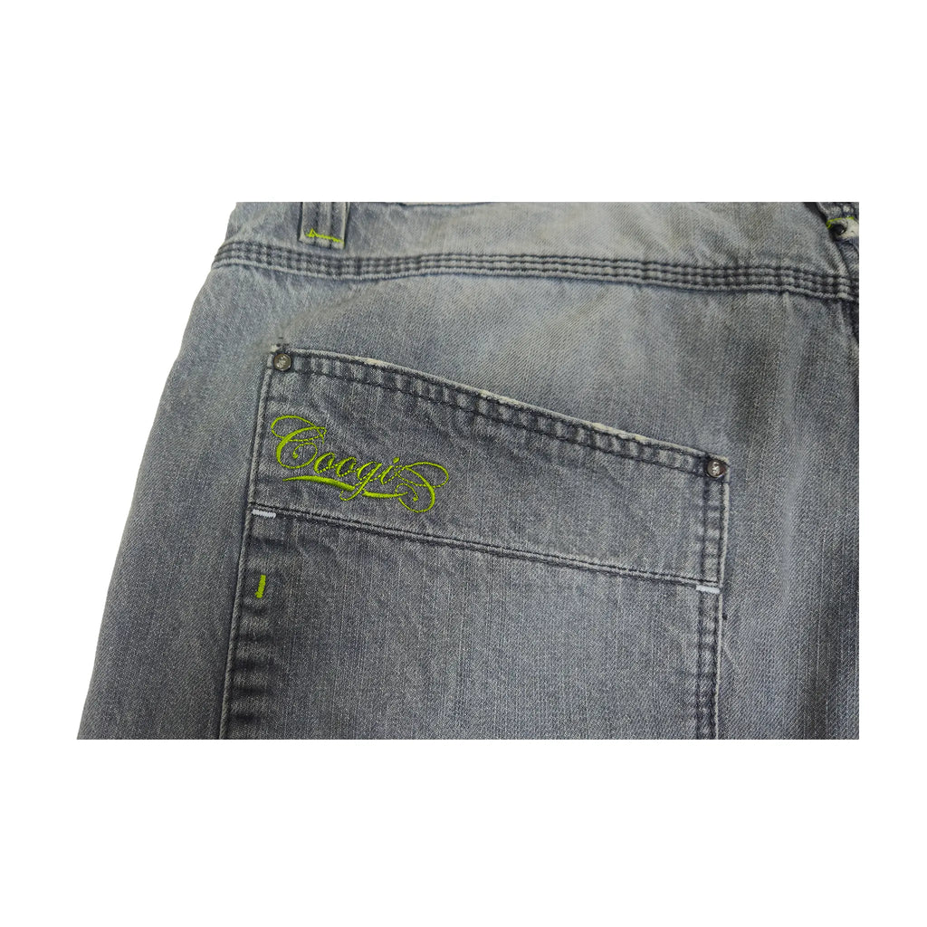 Vintage Y2K Coogi Contrast-Stitch Faded Grey Baggy Jeans