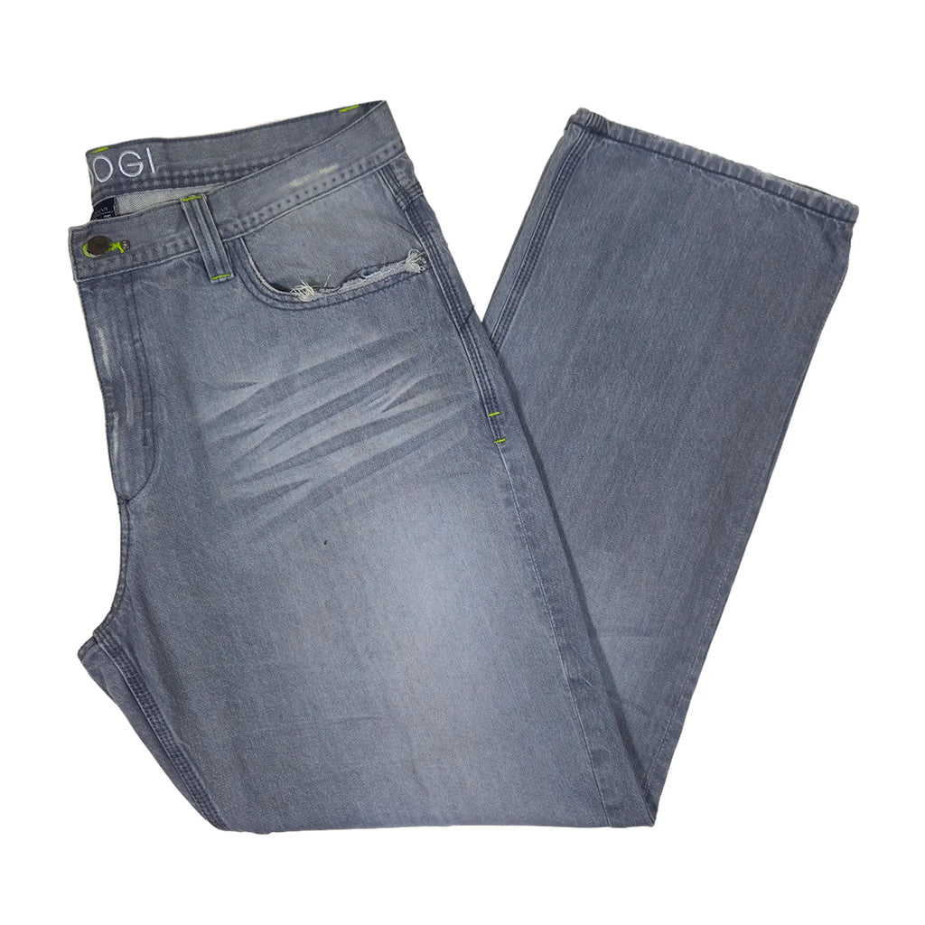Vintage Y2K Coogi Contrast-Stitch Faded Grey Baggy Jeans