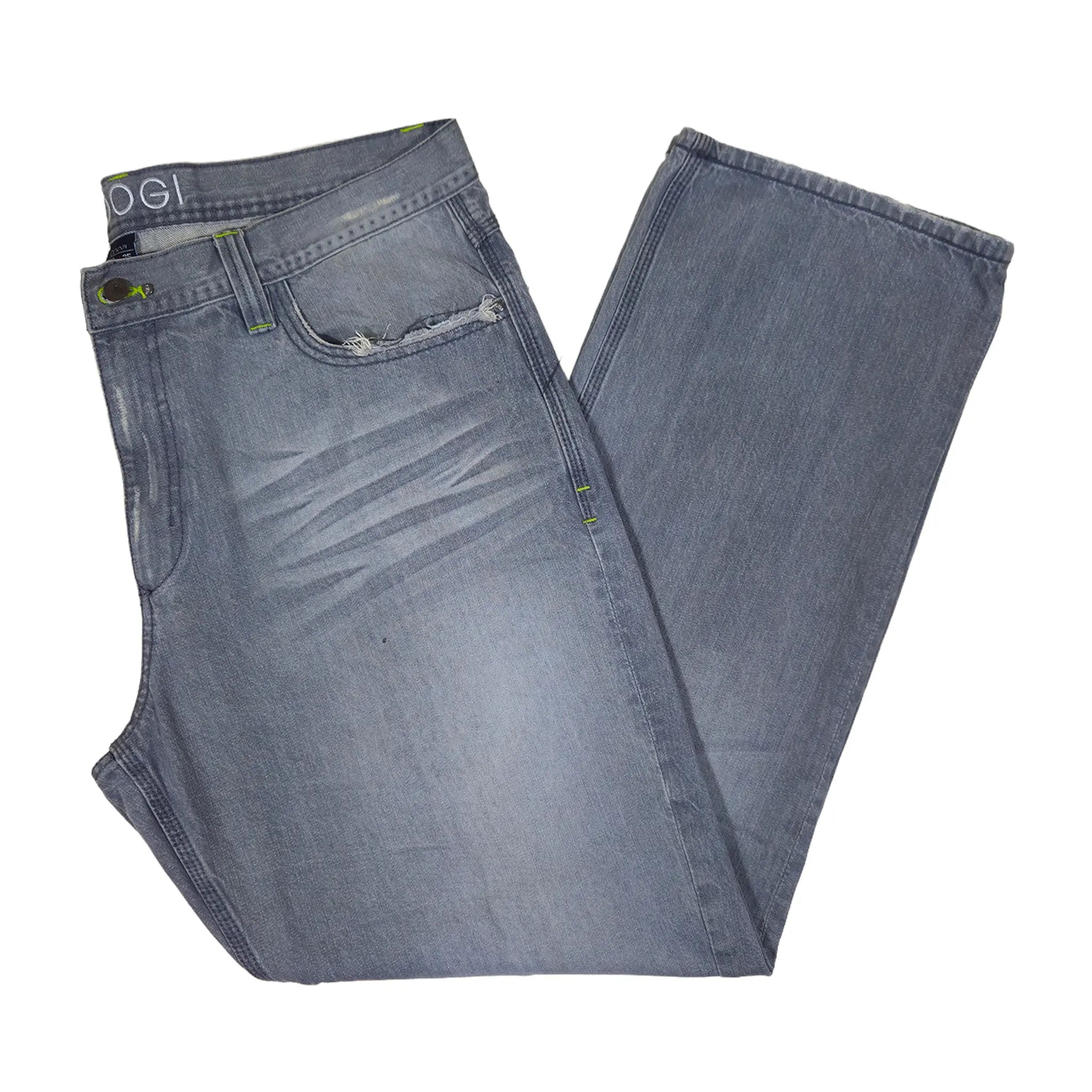 Vintage Y2K Coogi Contrast-Stitch Faded Grey Baggy Jeans