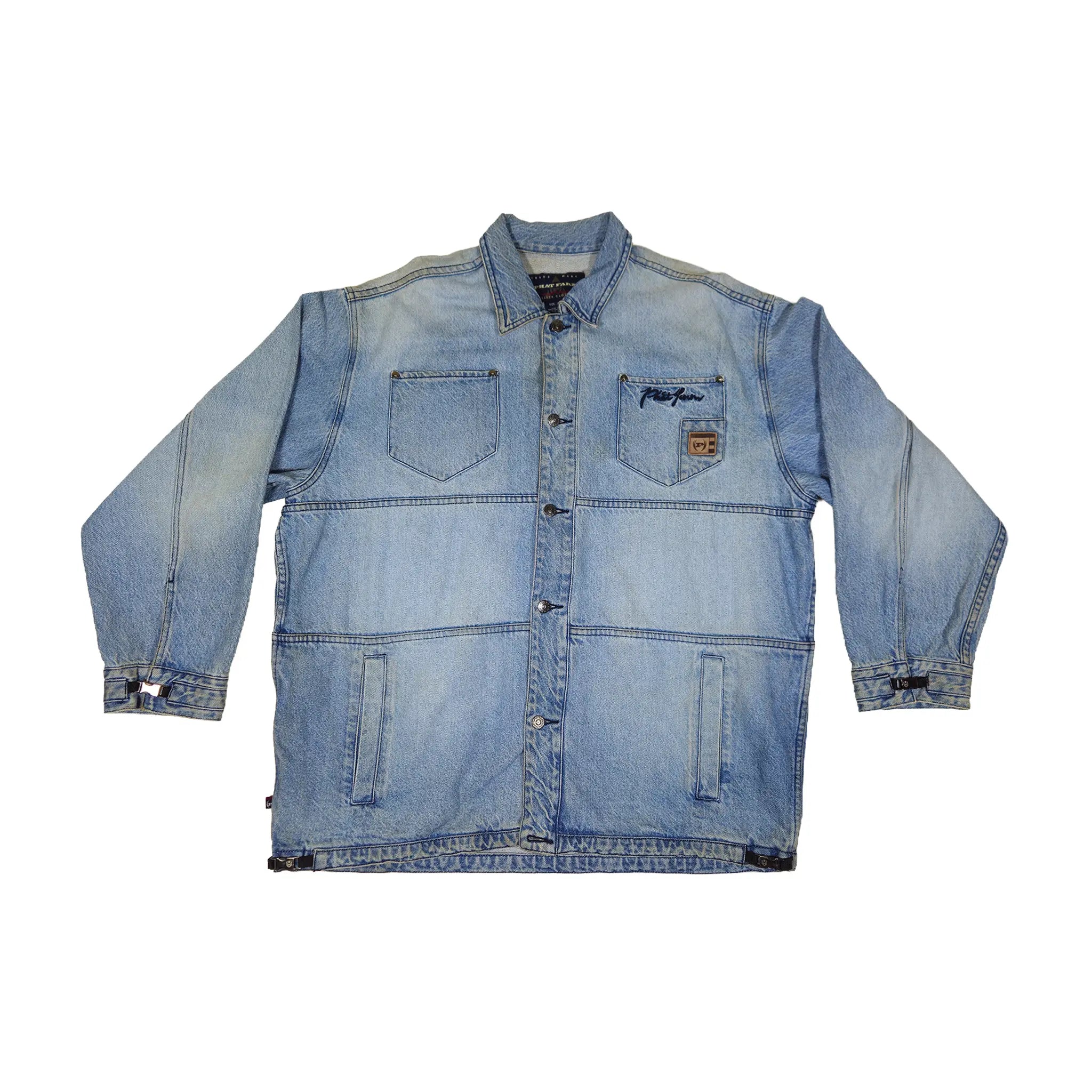 Vintage Phat Farm Archival Utility Tactical Buckle XXL Denim Jacket