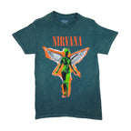 Nirvana Neon Angel Forest Green Mineral Wash Tee