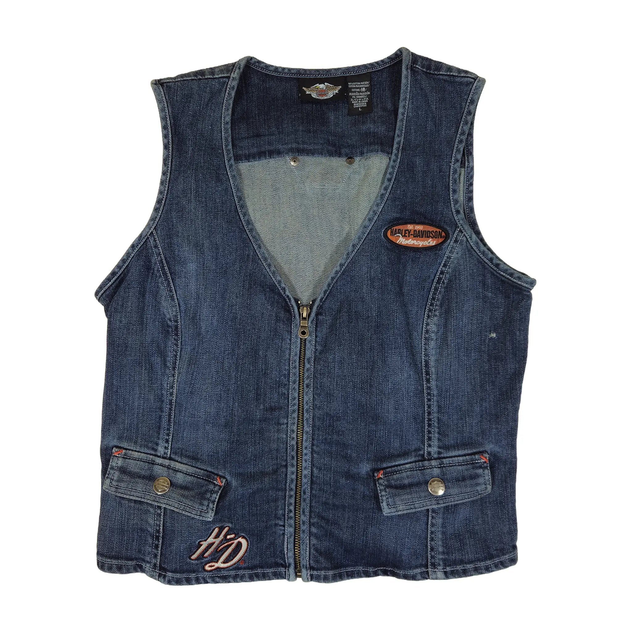 Official Harley-Davidson Women's Embroidered Zip-Up Denim Vest
