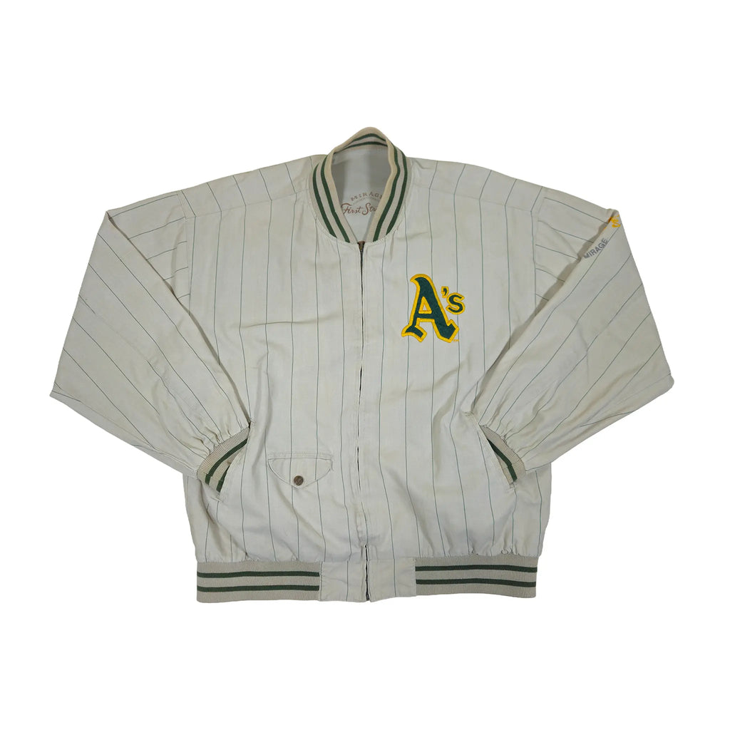 Vintage 90s Mirage "First String" Oakland A's Reversible World Series Bomber Jacket