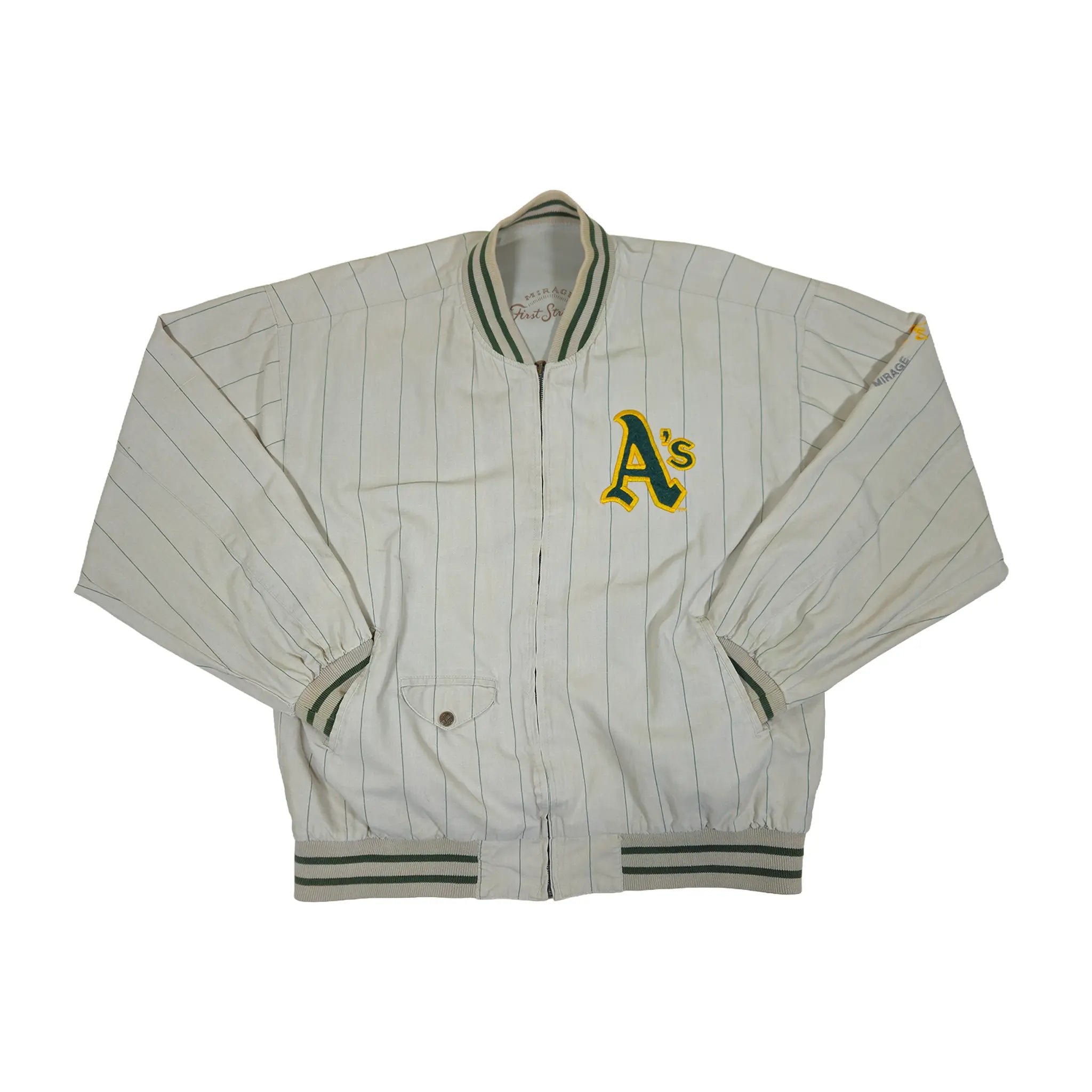 Vintage 90s Mirage "First String" Oakland A's Reversible World Series Bomber Jacket