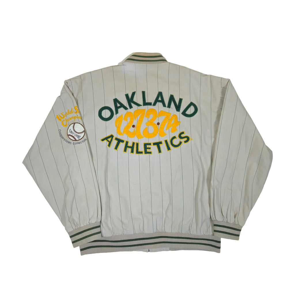 Vintage 90s Mirage "First String" Oakland A's Reversible World Series Bomber Jacket