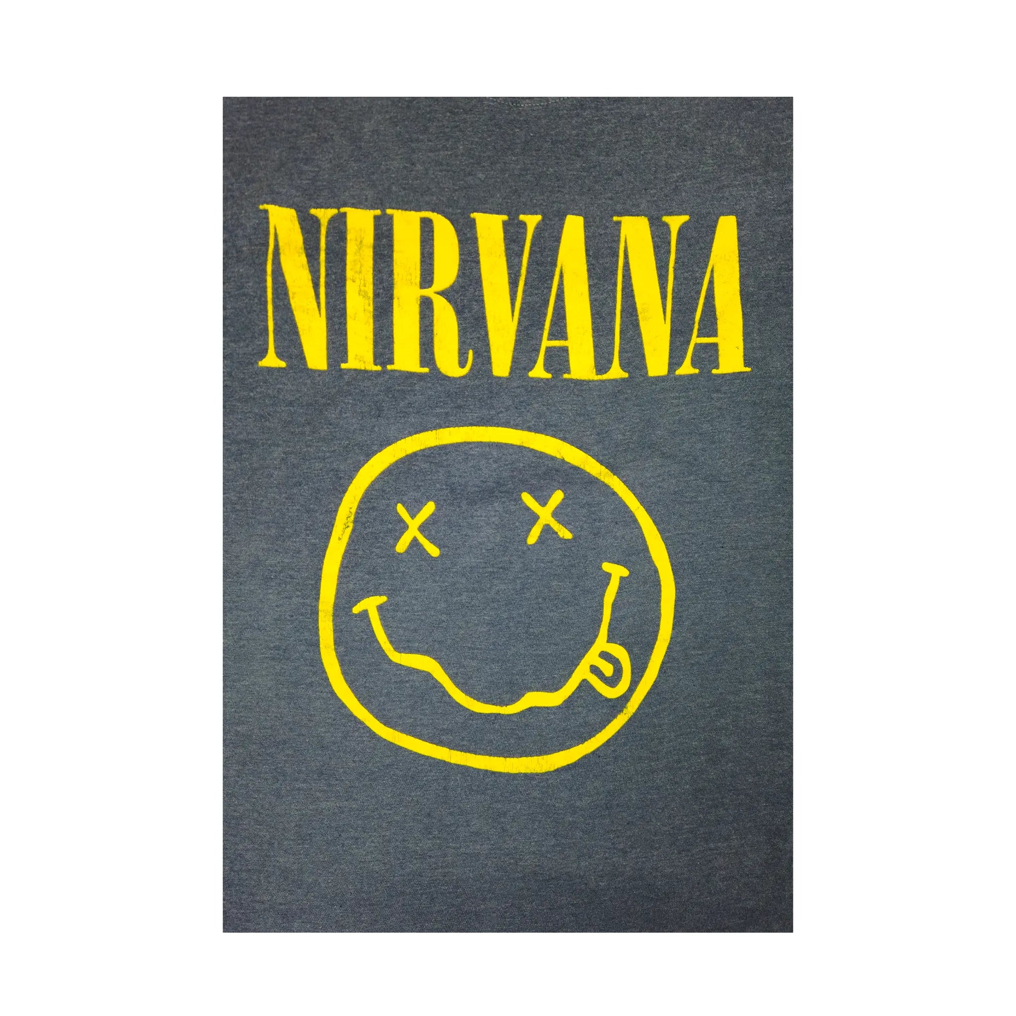Nirvana Classic Yellow Smiley Face Heather Navy Tee