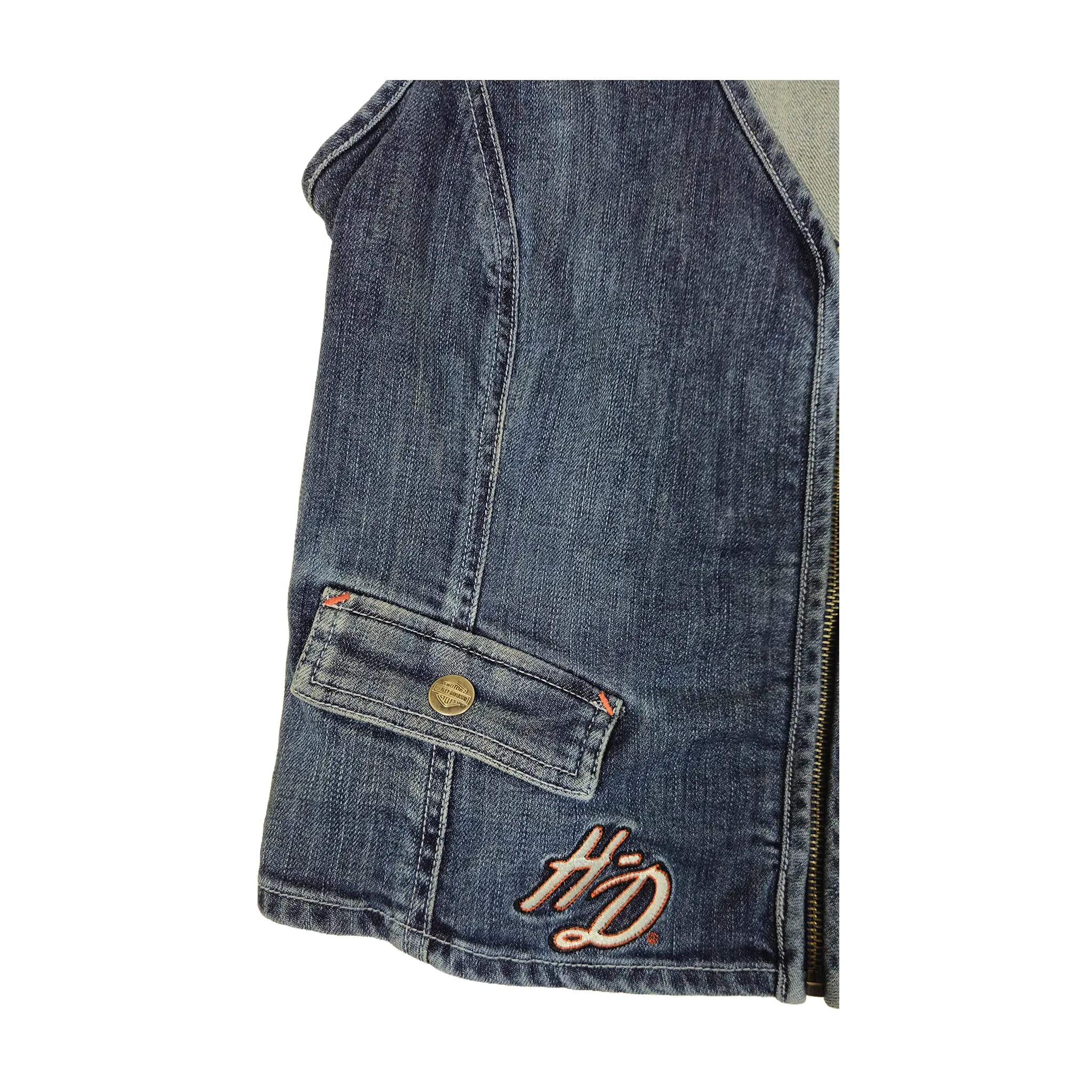 Official Harley-Davidson Women's Embroidered Zip-Up Denim Vest