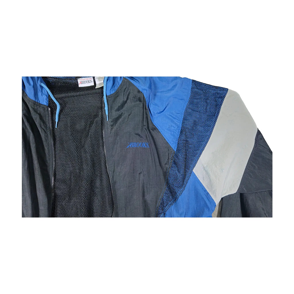 Vintage 90s Brooks Color-Block Hooded Windbreaker