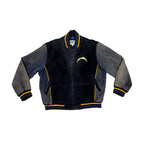 Retro Mid-2000s Chargers Genuine Suede Bomber Jacket
