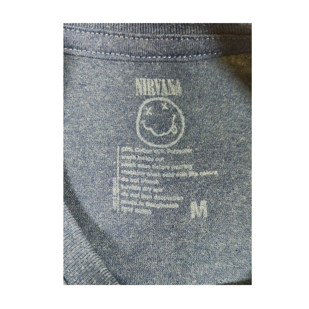 Nirvana Classic Yellow Smiley Face Heather Navy Tee