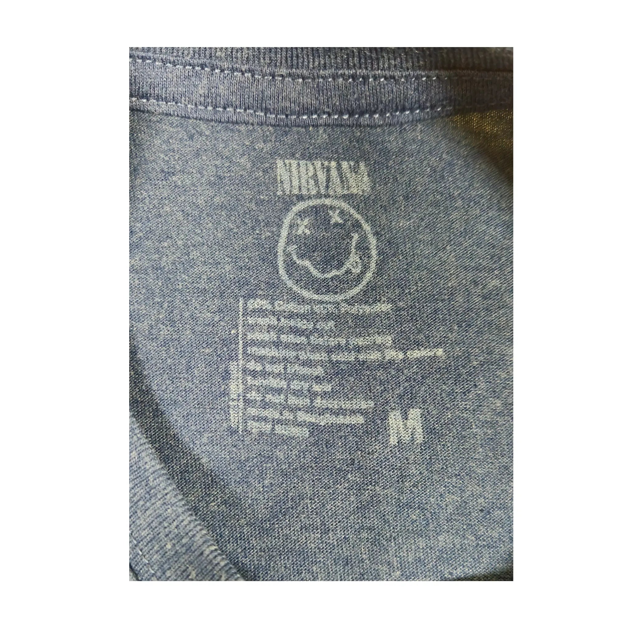 Nirvana Classic Yellow Smiley Face Heather Navy Tee