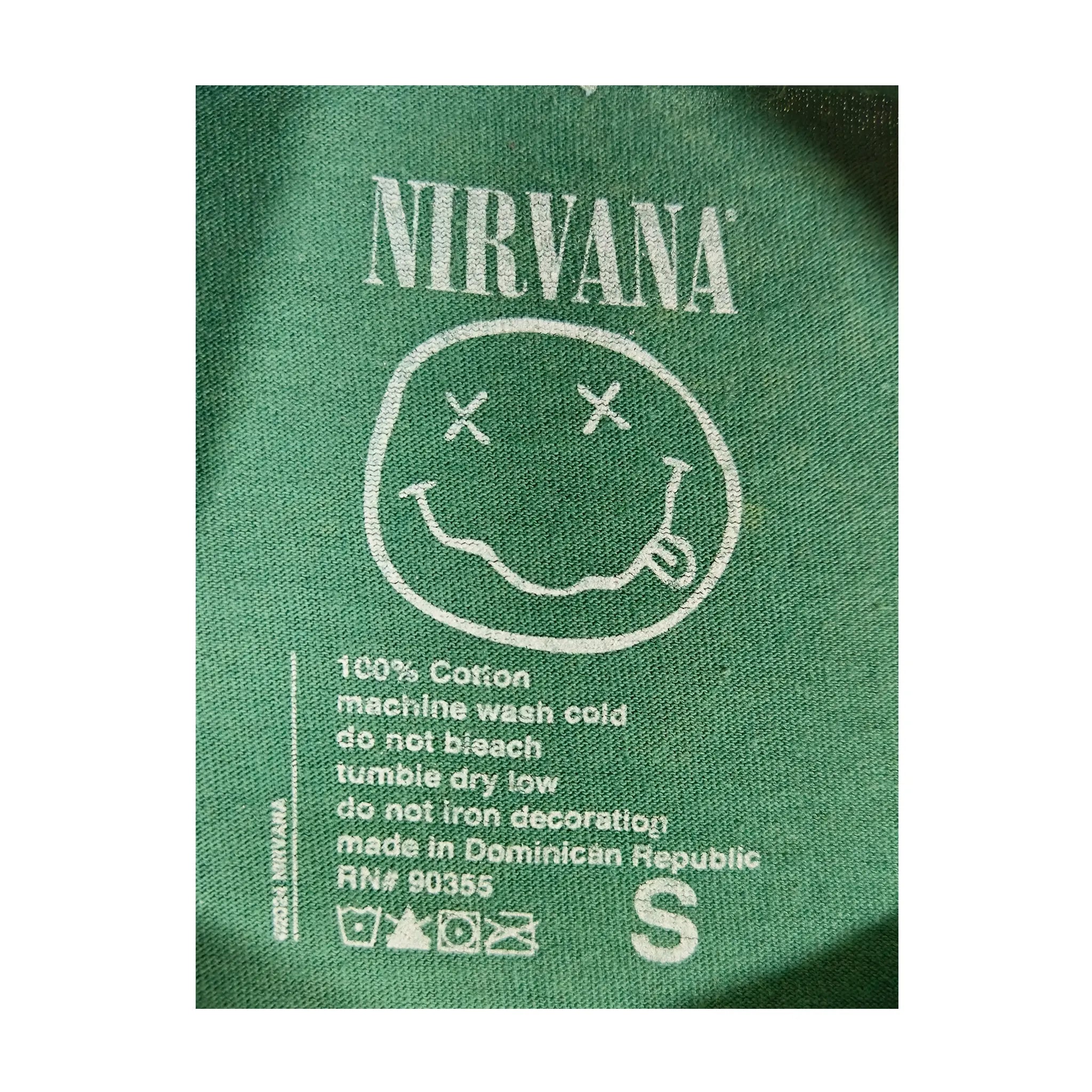 Nirvana Neon Angel Forest Green Mineral Wash Tee