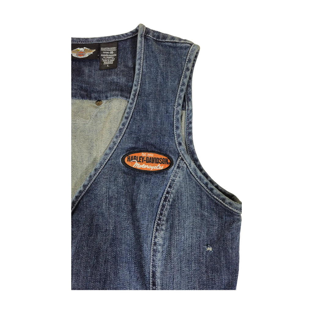 Official Harley-Davidson Women's Embroidered Zip-Up Denim Vest