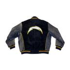 Retro Mid-2000s Chargers Genuine Suede Bomber Jacket