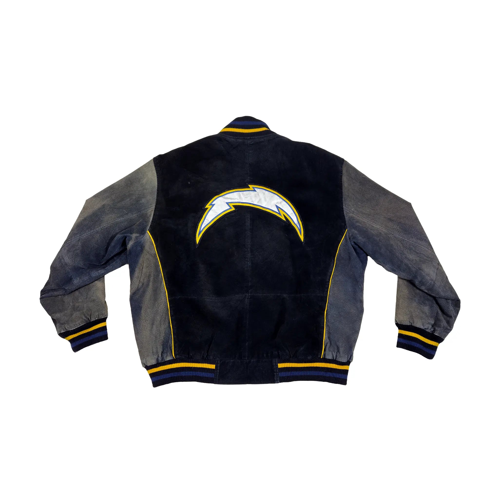 Retro Mid-2000s Chargers Genuine Suede Bomber Jacket