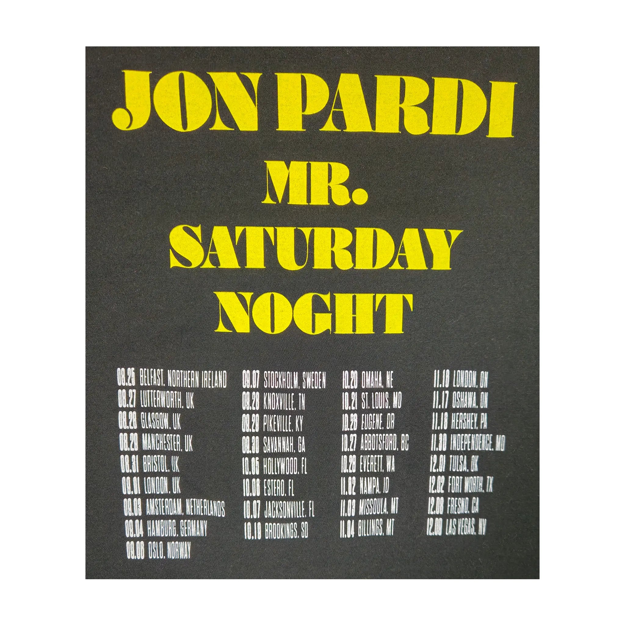 Official Jon Pardi 2023 "Mr. Saturday Night" Tour Tee