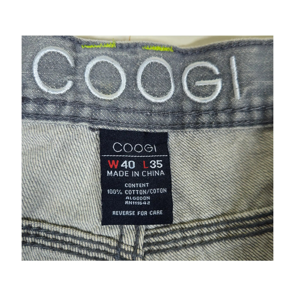 Vintage Y2K Coogi Contrast-Stitch Faded Grey Baggy Jeans