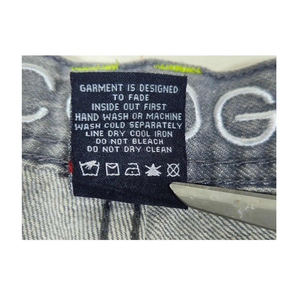 Vintage Y2K Coogi Contrast-Stitch Faded Grey Baggy Jeans