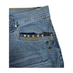 Vintage Y2K Chams Jeans Co. Heavily Studded & Embroidered Plus-Size Cropped Baggy Jeans