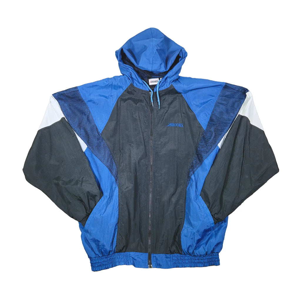 Vintage 90s Brooks Color-Block Hooded Windbreaker