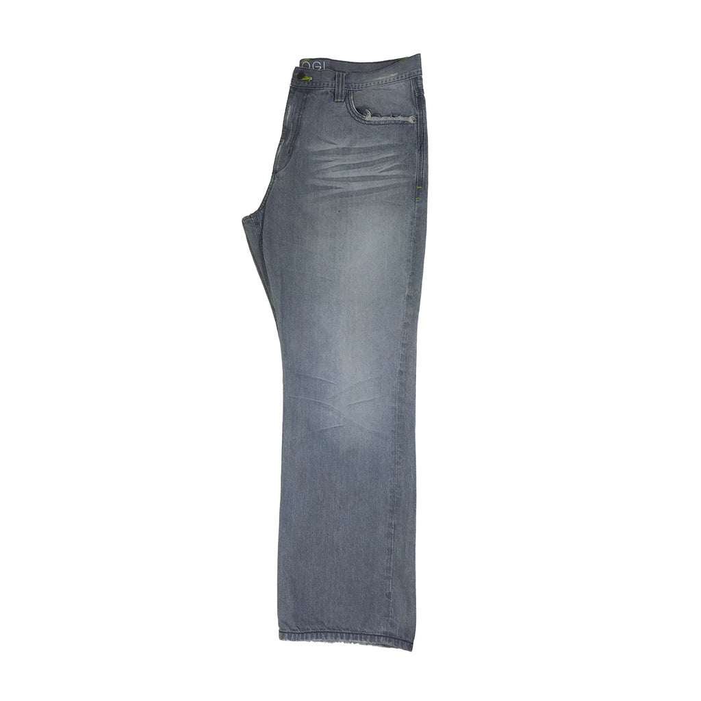 Vintage Y2K Coogi Contrast-Stitch Faded Grey Baggy Jeans