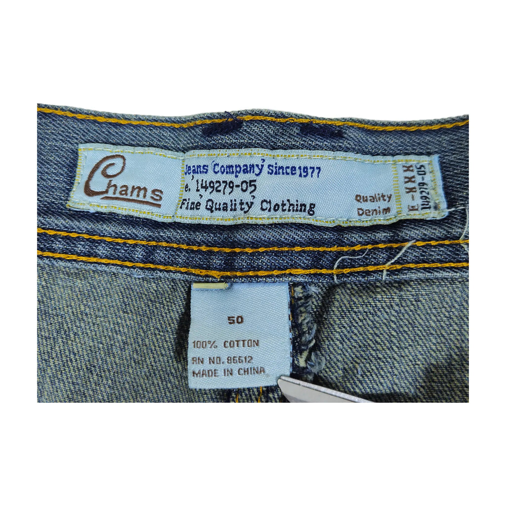 Vintage Y2K Chams Jeans Co. Heavily Studded & Embroidered Plus-Size Cropped Baggy Jeans