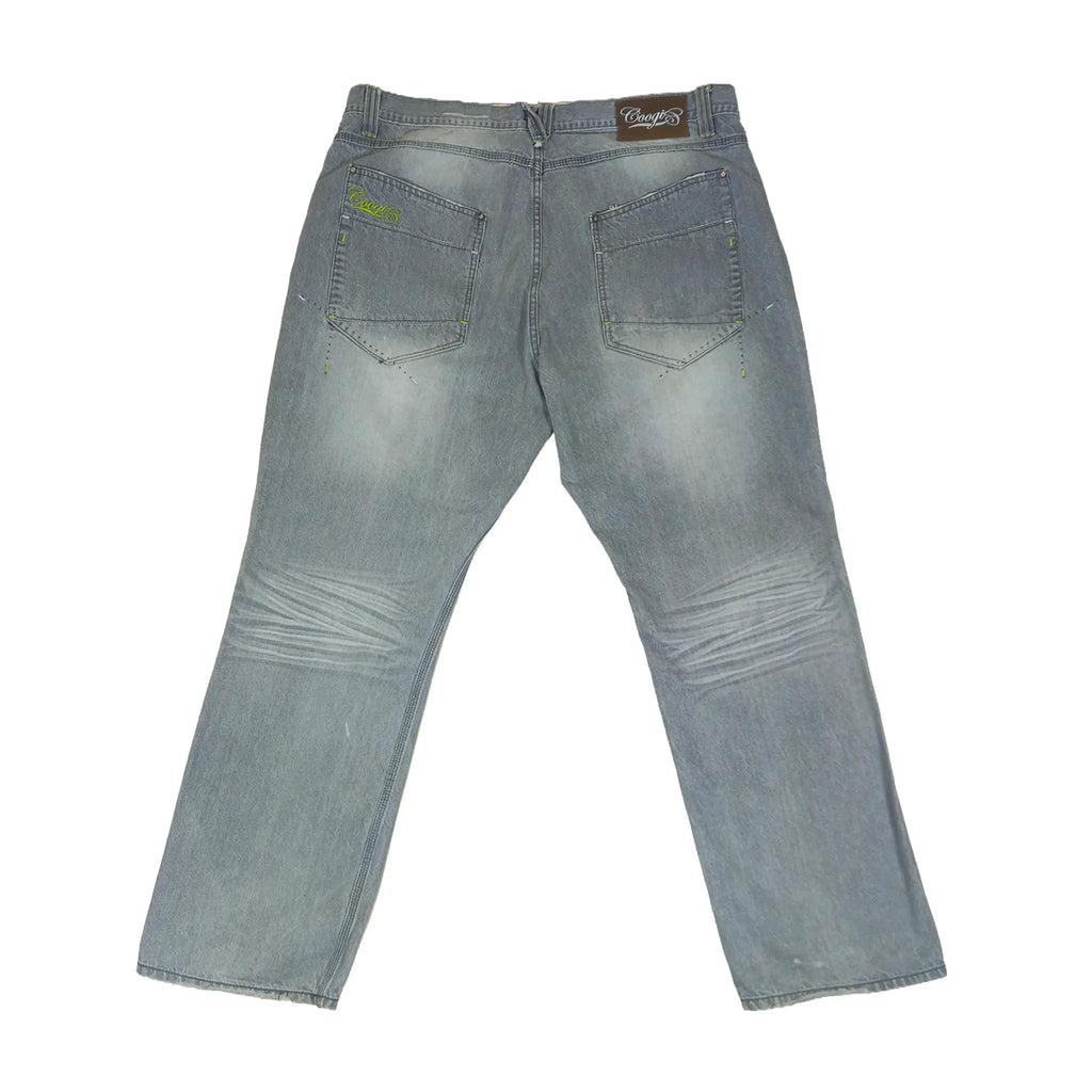 Vintage Y2K Coogi Contrast-Stitch Faded Grey Baggy Jeans