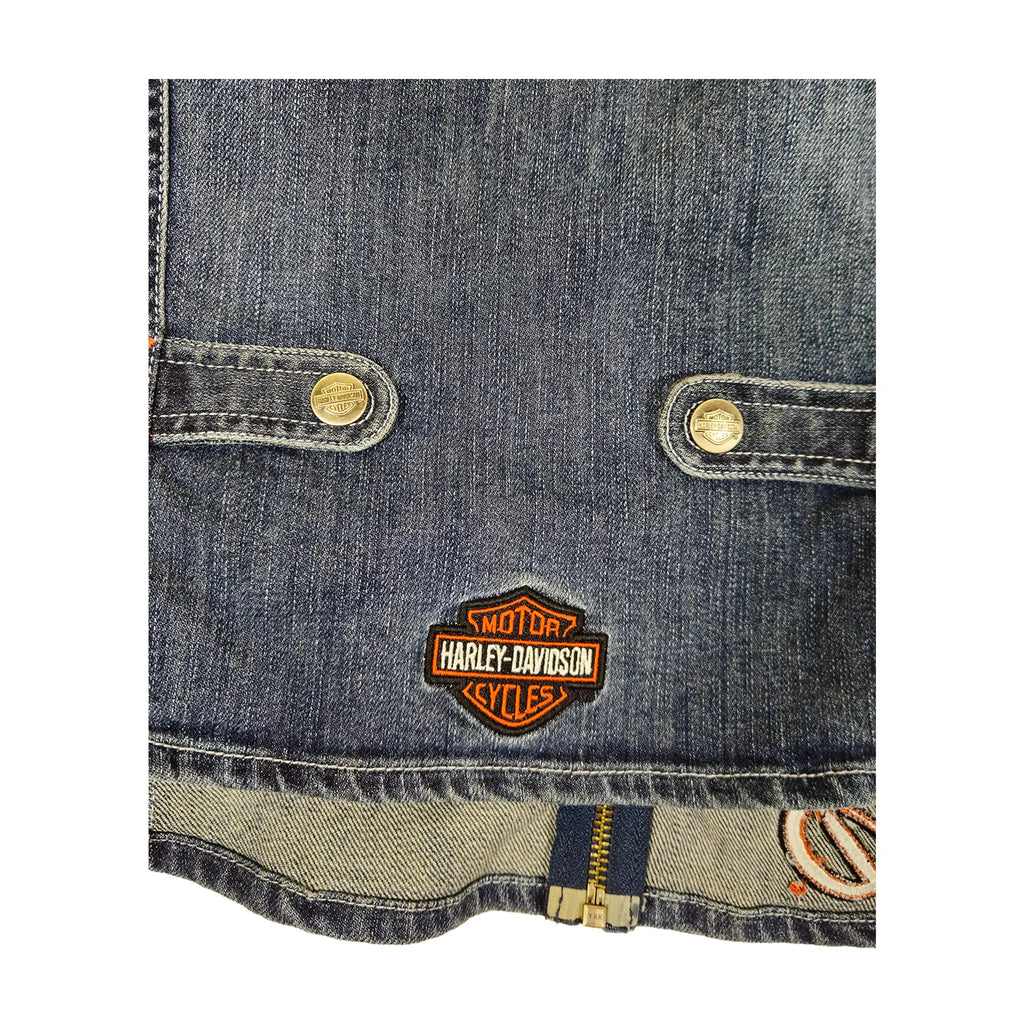 Official Harley-Davidson Women's Embroidered Zip-Up Denim Vest