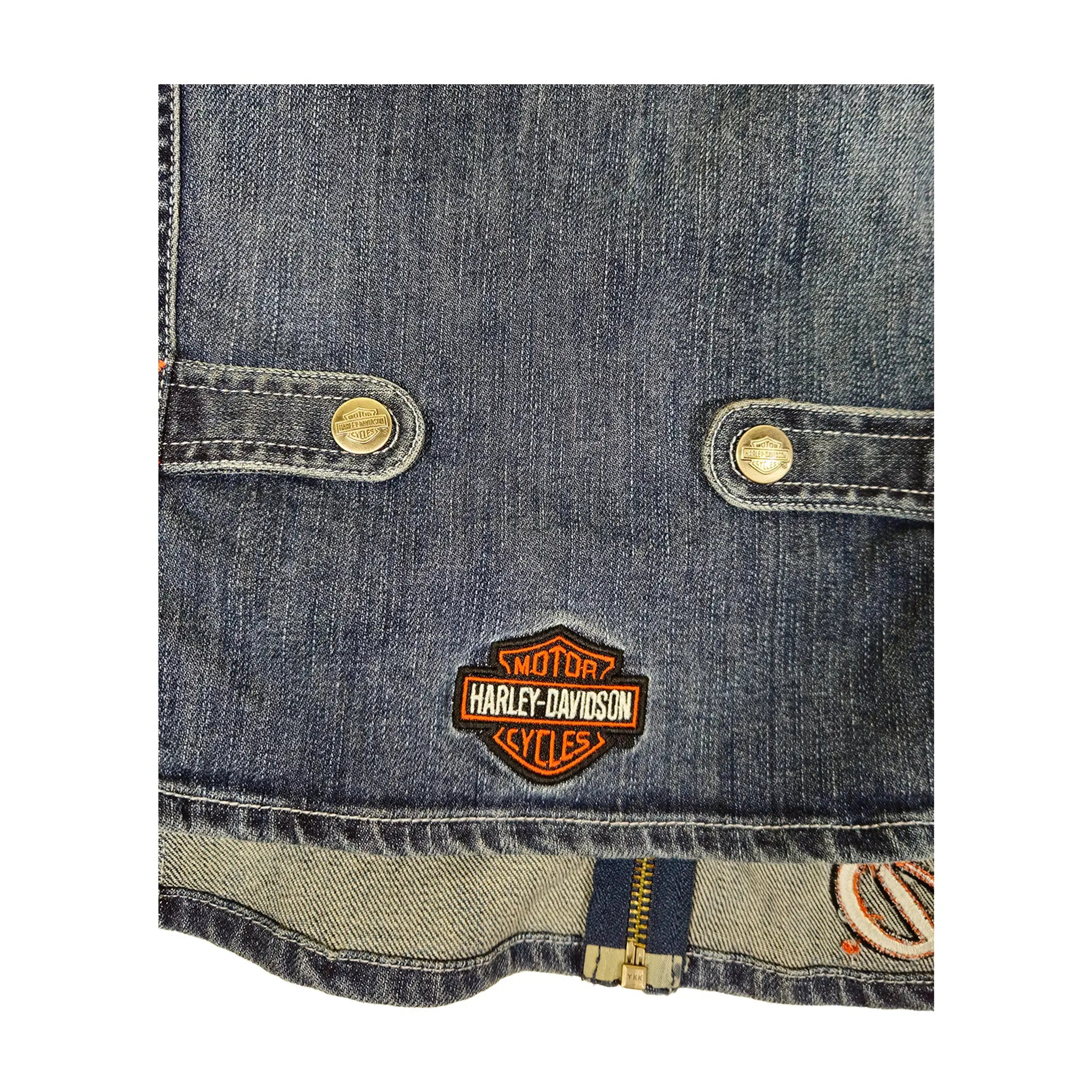 Official Harley-Davidson Women's Embroidered Zip-Up Denim Vest