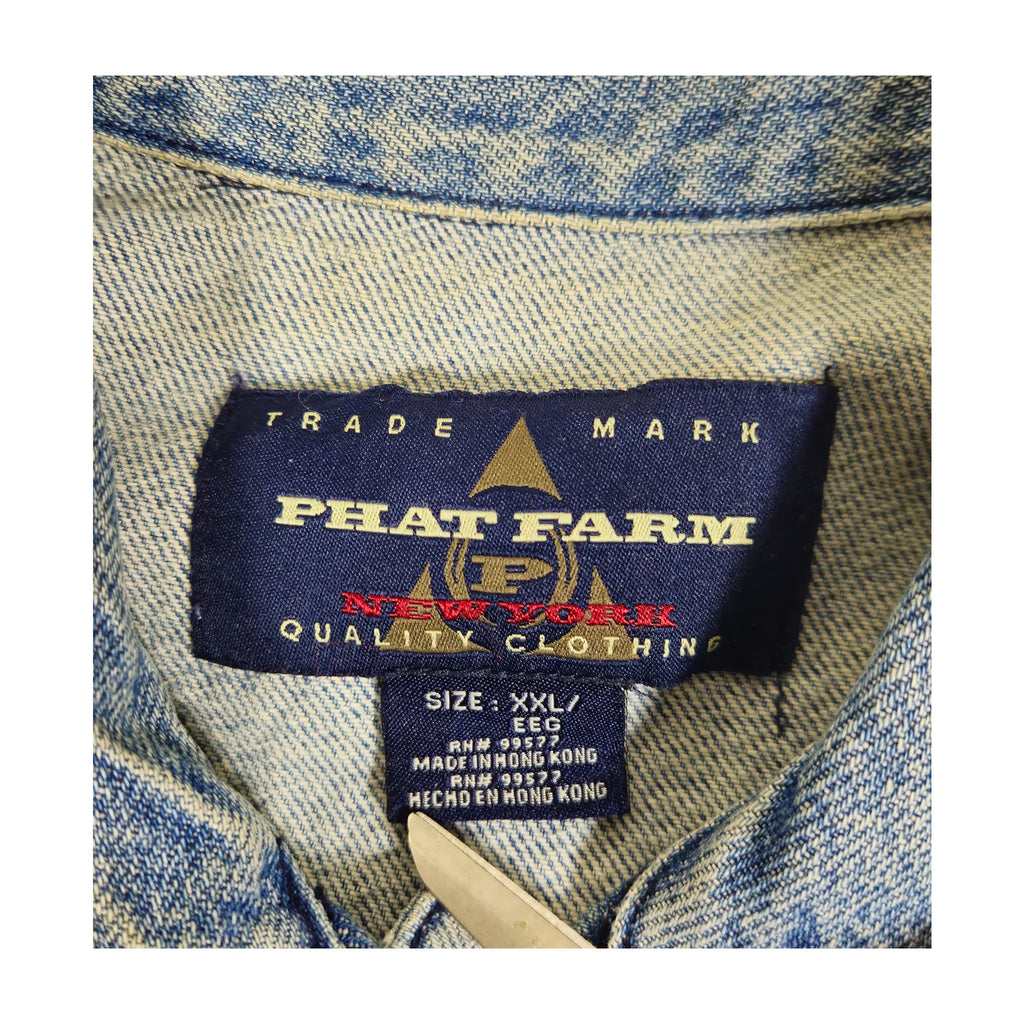 Vintage Phat Farm Archival Utility Tactical Buckle XXL Denim Jacket