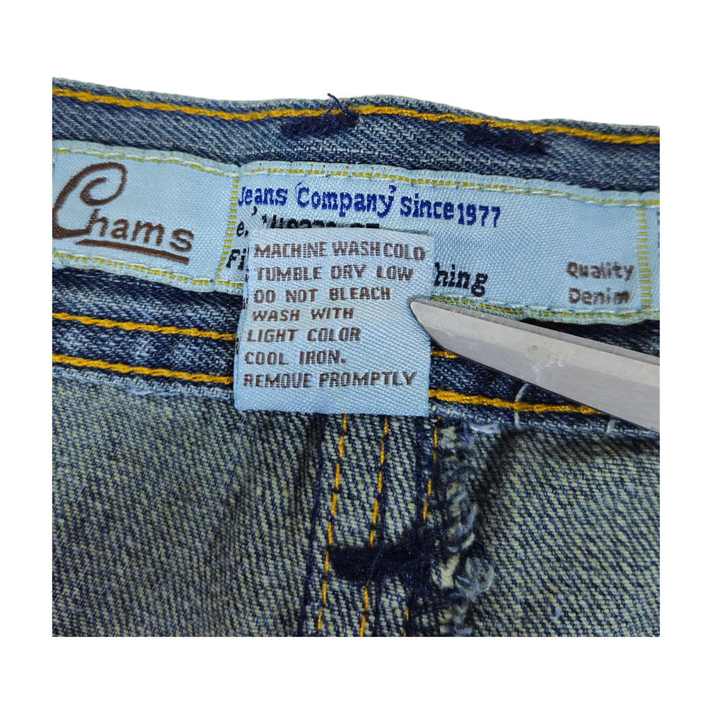 Vintage Y2K Chams Jeans Co. Heavily Studded & Embroidered Plus-Size Cropped Baggy Jeans